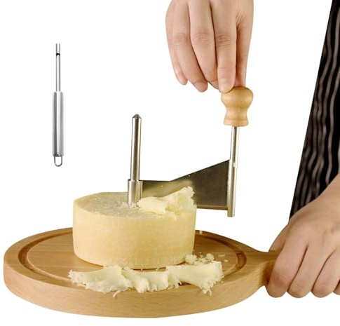 Generico Rotondo Taglia Formaggio, 30.7x18cm Cheese Curler in Acciaio, Rotella per Arricciare Formaggi, Grattugia Rotante per Ceci, Teste Formaggio E Cioccolato
