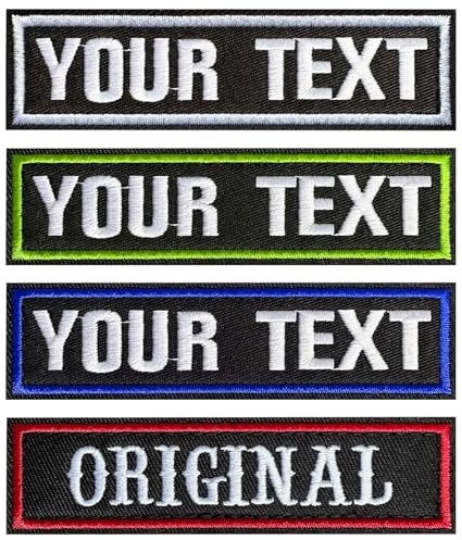 Klett Patch Selbst Gestalten, 2 Stück Aufnäher Personalisiert mit Namen | Bestickte Namensaufnäher aus Stoff, Patches zum Aufnähen oder Aufbügeln, Namensschild für Jacke Rucksack, Verschiedene Größen