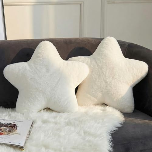 Rilcn 15.75 Plush Star Pillow – Cute Throw Pillow for Adults, Soft Plush Cushion for Couch, Bed, Nursery & Car – Star Shaped Decorative Pillow (White, 40 * 40cm)