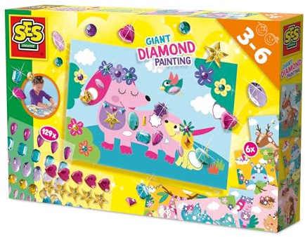 SES Creative - Mega-Set Diamond Painting - Bastelset für Kinder - Glitzersteine Selbstklebend - Diamond Painting Bilder - Mosaik Bastelset Kinder - Ab 3 jahre