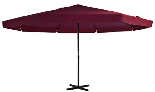Rechteckiger Sonnenschirm 500x300 cm Bordeauxrot mit Aluminium-Mast 58mm, UV-Schutz Polyestergewebe Kurbelmechanismus, Stabiler Terrassenschirm für Patio Garten, effektiver Sonnenschutz
