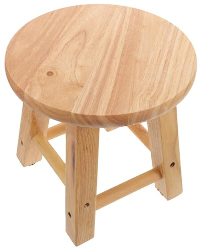 AMUSLESUR Kleiner Holzhocker aus Massivem Holz Stabiler und Bequemer Sitzhocker für Wohnzimmer und Homeoffice Quadratische Form 25x25cm Rustikaler Stil