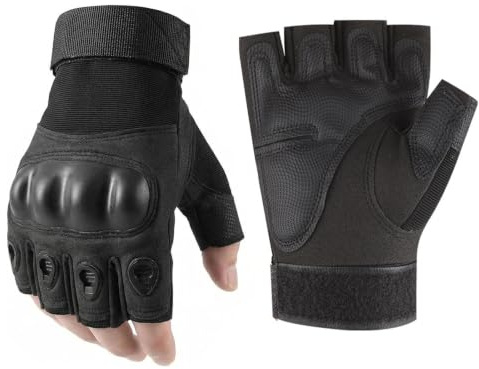 Taktiska halvfinger handskar militära fingerlösa handskar svarta | Ventilerande taktiska handskar insatshandskar Airsoft militär paintball skytte bilkörning cosplay cykling vandring