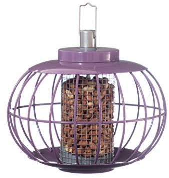 The Nuttery Nut Bird Feeder LANN02 - Lantern Style, Squirrel-Proof, All-Weather Steel Construction - Large Capacity Garden Bird Feeder with Easy-Fill Design - Aubergine