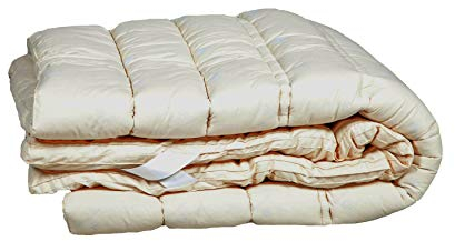 Sleep & Beyond My Topper Woll-Matratzenauflage – ganzjährig komfortabler Baumwollperkal-Bezug – waschbar, atmungsaktiv, Druckentlastung, langanhaltender, gemütlicher Schlaf – Elfenbeinfarben –