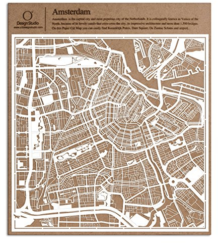Amsterdam Papierschnittkarte von O3 Design Studio White, 30,5 x 30,5 cm, Papierkunst