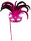 Widmann 04705 - Augenmaske Marquise mit Stab, Pink, Strass, Edelstein und Federn, Kostümzubehör, Accessoire, Venezianisch, Karneval, Mottoparty