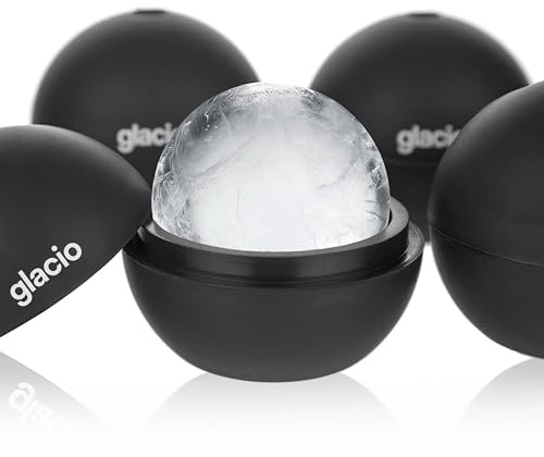 glacio Large Silicone Ice Sphere Mould - Round Ice Cube Mould - Makes 2.5 Inch Ice Balls - 4 Pack