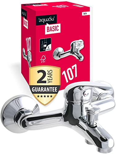 'aquaSu® Basic 78109 1 Einhandmischer Tiado für Wanne, Chrom, Wasserhahn, Einhebelmischer, Badewannenarmatur