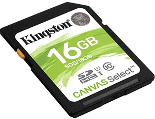 Kingston Canvas Select SD Karte SDS 16GB Speicherkarte (Geschwindigkeiten der Klasse 10 UHS-I, bis zu 80MB/s Lesezugriff)