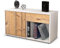 Stil.Zeit TV Schrank Lowboard Alberina, Korpus Weiss matt, Front Holz Design Pinie (92x49x35cm), Push to Open Technik & Leichtlaufschienen