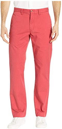 RALPH LAUREN Polo Men's Stretch Straight Fit Flat Front Chino Pants (Nantucket Red, 36x32)