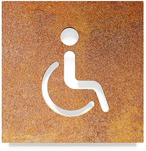 Vintage WC-Schild - selbstklebend - Retro Design Toiletten-Schild - Rollstuhl-Fahrer Piktogramm B-06-R