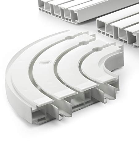 DQ-PP GARDINENSCHIENEN und Rundbogen Set | 100cm | PVC | 3-läufig | Weiss | inkl. Befestigungsmaterial | 1m | Gardinen Schiene Vorhangschienen