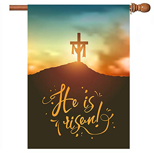 Christliches Osterkreuz Garten Hof Flagge Banner Haus Home Decor 71,1 x 101,6 cm He Is Risen große dekorative doppelseitige Willkommensflaggen für Urlaub Hochzeit Party Outdoor Outdoor