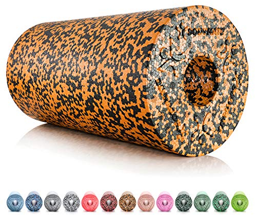 BODYMATE Faszienrolle Standard Mittel-Hart mit Gratis E-Book - Black/Orange Tiger-Orange 30x15cm