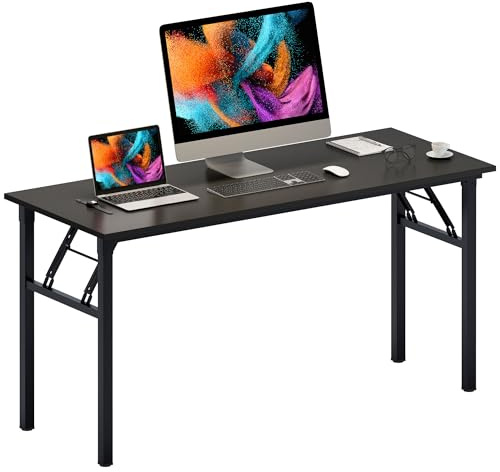 Need Home Office Desk - 60 Inches Large Computer Desk Sturdy Black Table Foldable Desk Gaming Computer Table No Assembly Required AC5CB 60”