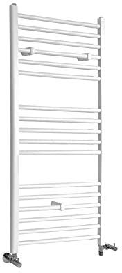 Milano Ive White Dual Fuel Straight Heated Towel Rail - 1200mm x 500mm