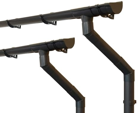 INEFA Dachrinnen Set Gartenhaus, NW100 / 100mm halbrund 2 x 8m Anthrazit zwei Dachseiten, Regenrinnen PVC für Satteldach, Made in Germany