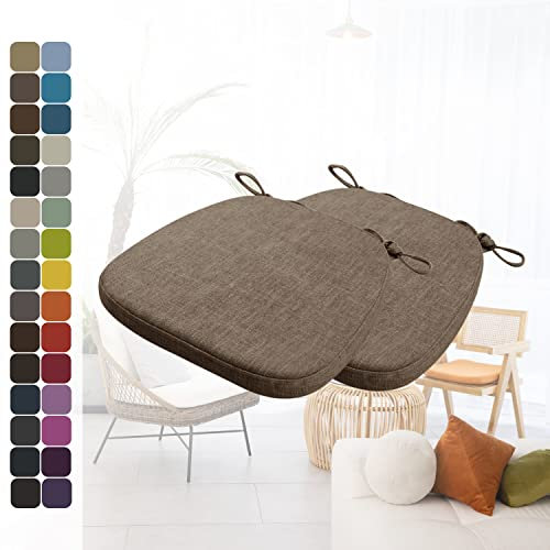 Kimgull 2er Set Stuhlkissen mit Bändern Bequeme Waschbare Rutschfestes Sitzkissen Ideal für zu Hause und Gartendekoration, viele Farben und Größen zur Auswahl (43x40x5CM Braun)