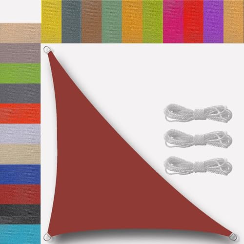 Toile Ombrage Triangulaire Triangle pour Patio Imperméable Protection UV 95% Voile d'ombrage Triangle Rectangle pour terrasse Patio Jardin Balcon extérieur Rouge Rouille 4x4x4m