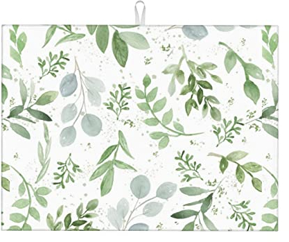 Abtropfmatte für Küchentheke, Mikrofaser, saugfähig, wiederverwendbar, waschbar, extra groß, 45,7 x 61 cm, Grün, 45,7 x 61 cm, Salbeigrün