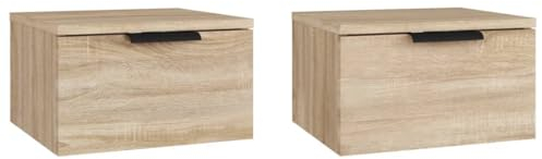 vidaXL 2X Wand Nachttisch Hängend Nachtschrank Nachtkonsole Nachtkommode Schlafzimmer Schrank Kommode Hängeschrank Wandschrank Sonoma-Eiche 34x30x20cm