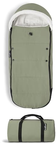 Babyzen YOYO Fußsack, Olive - Sherpa-Futter und Fleece-Kapuze mit Kordelzug hüllen das Baby in wohlige Wärme - Inklusive Tragetasche - Maschinenwaschbar