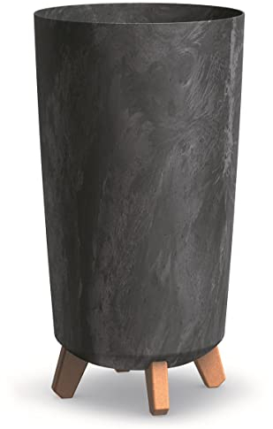 Blumentopf Blumenkübel mit Füßen Pflanzkübel Gracia Slim Rund Übertopf Beton Optik Pflanztopf (Höhe 36,5cm, Anthrazit Beton)