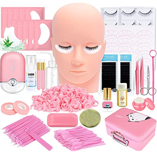 DNSGOOR 266Stk Wimpernverlängerung Set Professionell Lash Eyelash Extension Kit, USB Wimpern Föhn für Anfänger Falsche Wimpern Einfache Bedienung Werkzeug