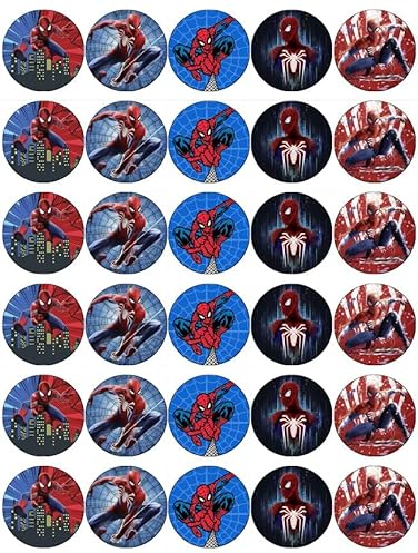 30 Spiderman-Cupcake-Topper, essbares Oblatenpapier, Feenkuchenaufsätze, Geburtstagstorten