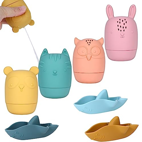 OOTSR 7pcs Juguetes de Baño para Niños, Juguetes para Bebé Bañera, Silicona, para 1 2 3 Año