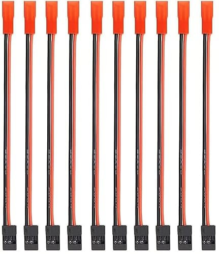 ikarex-shop 10x Stück Adapter-Kabel JST BEC Buchse auf Servo Stecker 10 cm RC Verbindung Servokabel Silikon Draht RC Verbinder