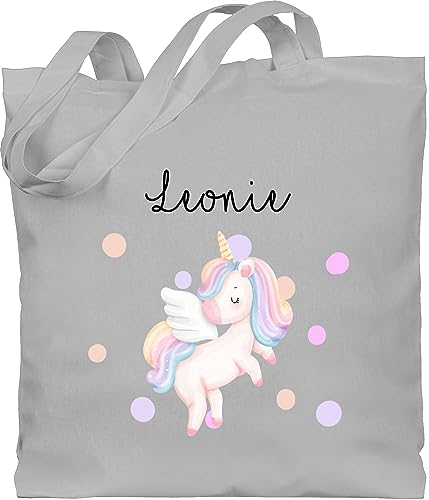 Baumwolltasche - Süßes Einhorn Sweet Unicorn - Unisize - Hellgrau - personalisierte tasche kindergarten einhörner und beutel stofftasche kinder name unicorns jutebeutel