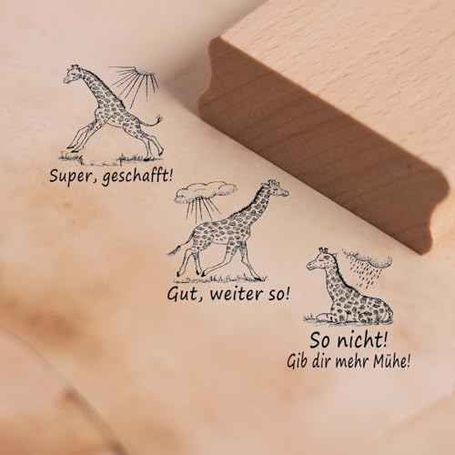 Lehrerstempel Giraffe im Set - 3 Motivstempel mit Spruch für Lehrer und Schule ca. 28 x 28 mm Schulstempel Stempel Schüler Lob Motivation