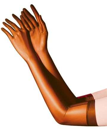 FEESHOW Damen Lange Handschuhe Ellenbogen Elastische Glanz Nylon Handschuhe Nahtlos für 1920er Opern Hochzeit Party Kaffee L