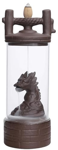 Räucherstäbchenhalter mit violettem Sanddrachen-Rückfluss, Drache im antiken Brunnen, kreative Windschutzscheibe, Keramik-Schloss, Reflow-Räucherstäbchenhalter, Stäbchen, Heimdekoration