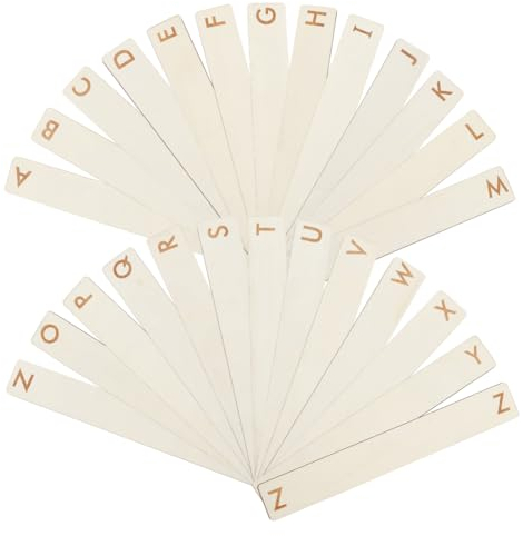 BENECREAT 26 Stück Vinyl-Schallplatten-Trennwände, AZ Alphabet-Holz-CD-Trenner, Alphabet-LP-Trenner Für Ausrichtung von Alben, CDs, DVDs, Medien Und Büchern, 36x5cm