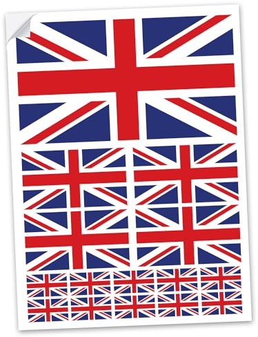 Reactive Brands Safesign (Confezione da 15) Adesivi Impermeabili con Bandiera Union Jack GB Inghilterra, per Auto, Furgone e Bici