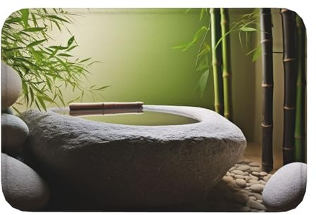 Toiyugd Fußmatte für Haustür, Wellness-Motiv, Flanell, rutschfest, weich, saugfähig, waschbar, Teppich für Schlafzimmer, Küche, Eingangsbereich, Veranda, 40,6 x 61 cm