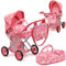 passeggino convertibile con lettino da viaggio rimovibile per bambini e bambini piccoli, con manico regolabile da 25 pollici, con baldacchino e cestino portaoggetti, colore: rosa
