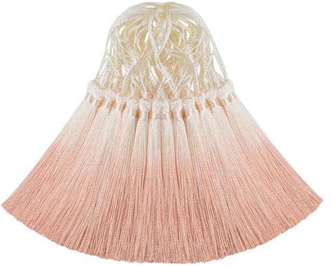 50pcs 13cm Gradient Silky Tassels for DIY Crafts,Bookmark-Beige Nude | Soft Terylene,Handmade Tassel for Girl Earrings,Jewelry Making,Graduation,Furniture Decoration,Curtain Trim,Home Decor
