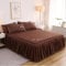 AMDXD 120x200cm Bett Volant mit 2er Kissenbezüge Set 3teilig Atmungsaktiv, Kräuseln Bettrock Volants Einfarbig Kaffee Schlafkomfort, Polyester Betttuch für alle Jahreszeiten