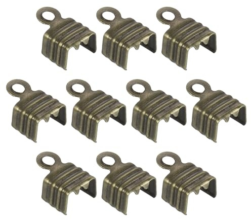 QUARKZMAN 100Pcs 5 x 7.5mm Extrémités de Ruban, Embouts Cordon en Cuir, Pinces d'Extrémité, Pince Serrage, Fermoir Boucle pour la Fabrication Bijoux Diy, Bronze