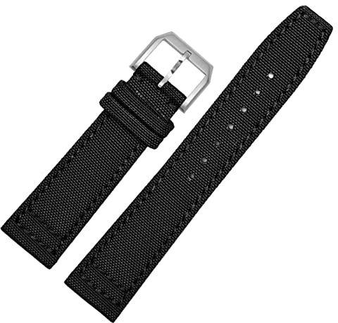 HSPTR Zum Iwc Pilot Spitfire Timezone Topgun Riemen Grüne Schwarze Gürtel Armbanduhr 20mm 21 mm 22 mm Nylon Canvas Stoff Uhrenband(Black pin clasp,20mm)