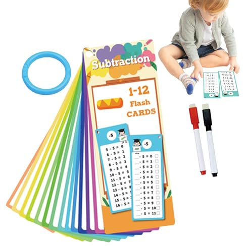 Sionhiuo Multiplikationstisch -Flash -Karten, Flash -Karten Multiplikation,Addition Flash Card | Doppelseitiges interaktives Lernspiel mit 2 Trockener-Stiften für Klassenzimmer, Heimschule