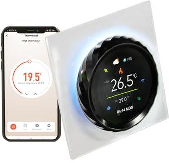 Qiumi Smart Digital Thermostat mit TFT Farbbildschirm-Knopf-Steuerung für Wasser Heizung, 95~240VAC und 24VDC/AC