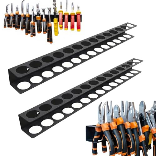 CHENBOOW Organisateur de Tournevis,2 Pièces Support de Tournevis,Support Mural Tournevi,Tournevis Étagère Murale,Organiseur Mural en Acier,Étagère Murale Porte-Outils,pour Garage,Sous-Sol