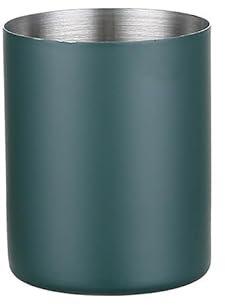 Aoktorkit Pot à crayons rond en acier inoxydable vert antidérapant pour bureau, école, maison, 7,5 x 9,5 cm