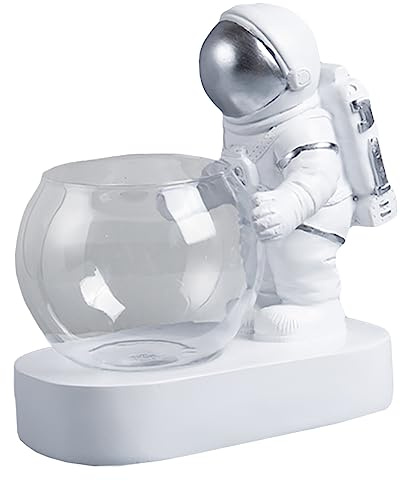 ibasenice Astronauten Glasvase für Zuhause mit Lampe Aufbewahrungsflasche für Wasserpflanze Stilvoll für Air Plants